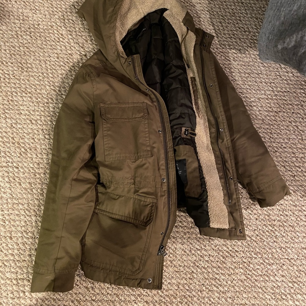 Men’s Banana Republic Long Coat with Faux Fur